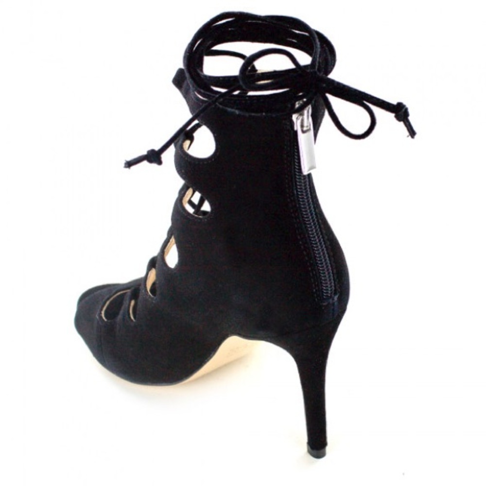 NIB Black Suede Italian Gladiator Leather Heels - Picture 3 of 4